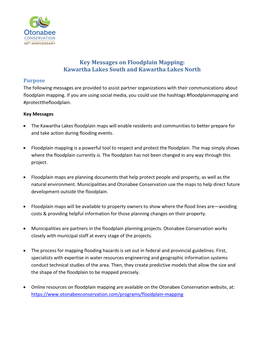 Key Messages on Floodplain Mapping: Kawartha Lakes South and Kawartha Lakes North