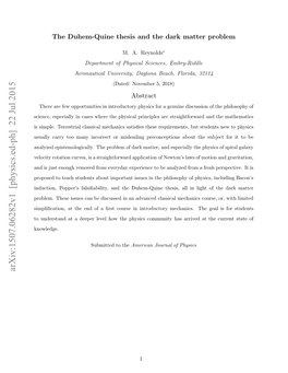 The Duhem-Quine Thesis and the Dark Matter Problem