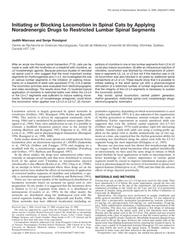 Initiating Or Blocking Locomotion in Spinal Cats by Applying Noradrenergic Drugs to Restricted Lumbar Spinal Segments