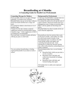 Breastfeeding at 4 Months a Counseling Guide for Health Care Professionals