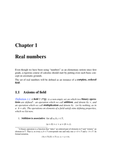 Chapter 1 Real Numbers