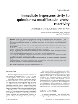 Moxifloxacin Cross- Reactivity I