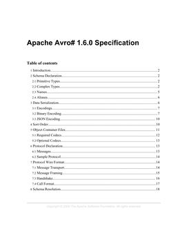 Apache Avro# 1.6.0 Specification