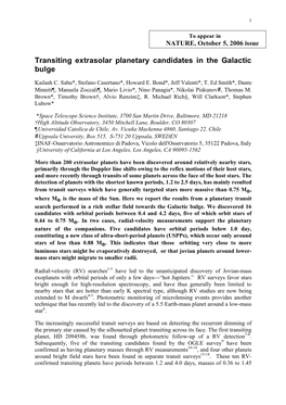 Transiting Extrasolar Planetary Candidates in the Galactic Bulge