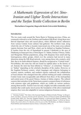 A Mathematic Expression of Art: Sino- Iranian and Uighur Textile Interactions and the Turfan Textile Collection in Berlin