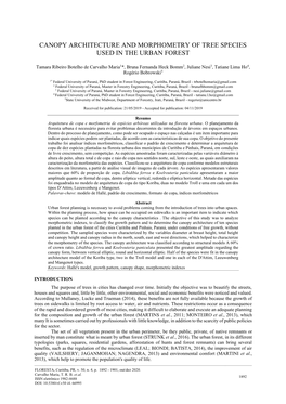 Canopy Architecture and Morphometry of Tree Species Used in the Urban Forest