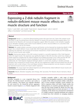 Expressing a Z-Disk Nebulin Fragment in Nebulin-Deficient Mouse Muscle