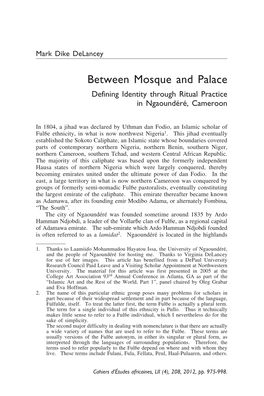 Between Mosque and Palace Defining Identity Through Ritual Practice in Ngaoundéré, Cameroon