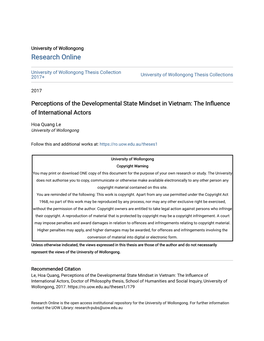 Perceptions of the Developmental State Mindset in Vietnam: the Influence of International Actors