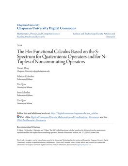 The H∞ Functional Calculus Based on the S- Spectrum for Quaternionic