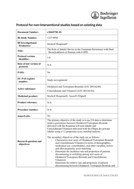 Protocol for Non-Interventional Studies Based on Existing Data TITLE PAGE Document Number: C30445781-01