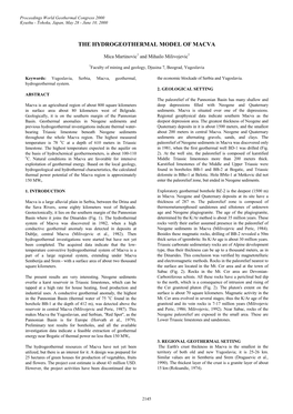 The Hydrogeothermal Model of Macva