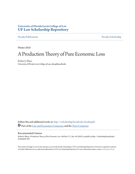 A Production Theory of Pure Economic Loss Robert J