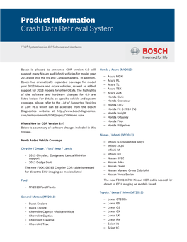 Product Information Crash Data Retrieval System