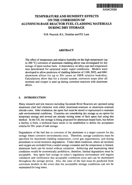 Temperature and Humidity Effects on the Corrosion of Aluminum-Base Reactor Fuel Cladding Materials During Dry Storage