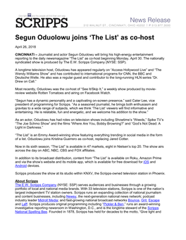 Segun Oduolowu Joins ‘The List’ As Co-Host