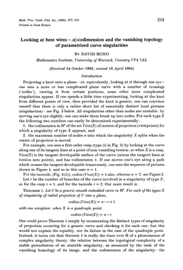 Looking at Bent Wires - J^-Codimension and the Vanishing Topology of Parametrized Curve Singularities