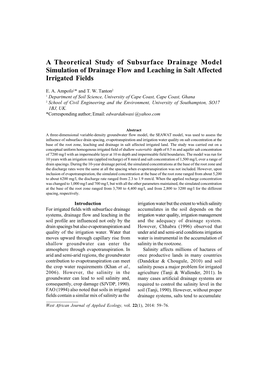 A Theoretical Study of Subsurface Drainage Model Simulation of Drainage Flow and Leaching in Salt Affected Irrigated Fields