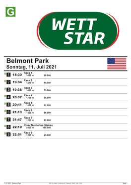 Belmont Park Sonntag, 11