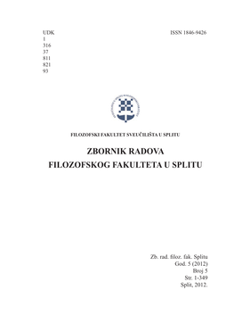 Zbornik Radova Filozofskog Fakulteta U Splitu Filozofskog Fakulteta U Splitu