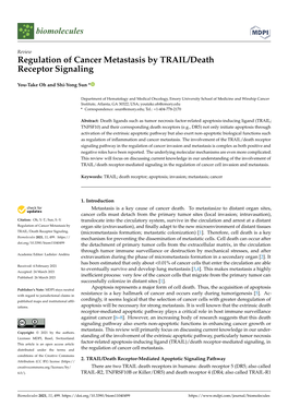 Regulation of Cancer Metastasis by TRAIL/Death Receptor Signaling