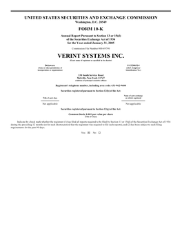 VERINT SYSTEMS INC. (Exact Name of Registrant As Specified in Its Charter)