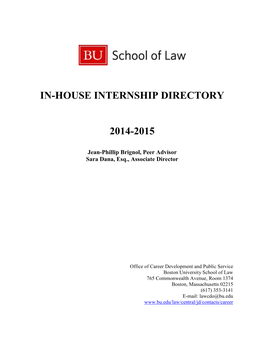 In-House Internship Directory 2014-2015