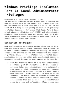 Windows Privilege Escalation Part 1: Local Administrator