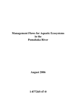 Management Flows for Aquatic Ecosystems in the Pomahaka River