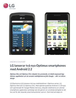 LG Lanserar Två Nya Optimus Smartphones Med Android 2.2