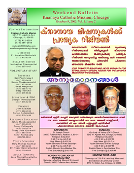 Weekend Bulletin Knanaya Catholic Mission, Chicago