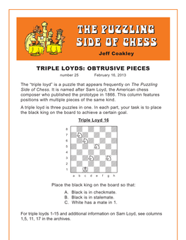 TRIPLE LOYDS: OBTRUSIVE PIECES Number 25 February 16, 2013