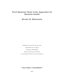 Novel Quantum Monte Carlo Approaches for Quantum Liquids