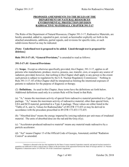 Chapter 391-3-17 Rules for Radioactive Materials Page 1 Of