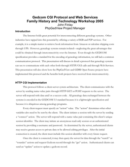 Family History and Technology Conference 2005