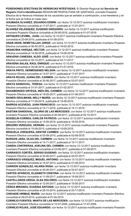 POSESIONES EFECTIVAS DE HERENCIAS INTESTADAS. El Director Regional Del Servicio De Registro Civil E Identificación REGION METRO