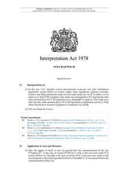 Interpretation Act 1978, Cross Heading: Supplementary