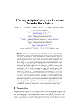 A Security Analysis of Deoxys and Its Internal Tweakable Block Ciphers