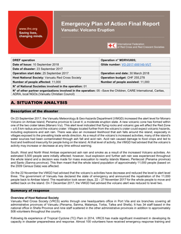 Emergency Plan of Action Final Report Volcano Eruption