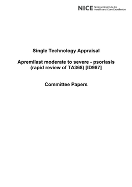 Psoriasis (Rapid Review of TA368) [ID987]