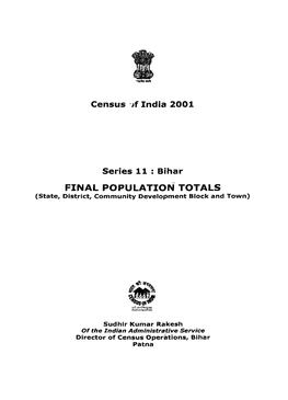 Final Population Totals, Series-11, Bihar