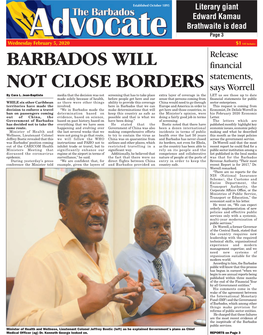 Barbados Will Not Close Borders