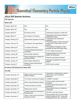 UCLA TEP Seminar Archives TEP Seminars