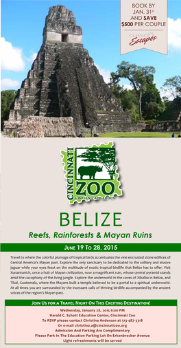 Belize Departing on June 19, 2015