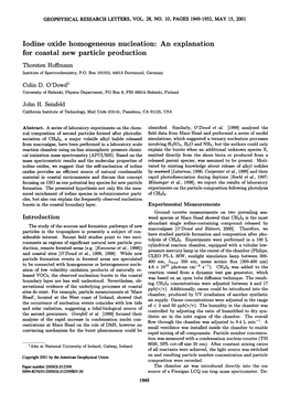 Iodine Oxide Homogeneous Nucleation an Explanation