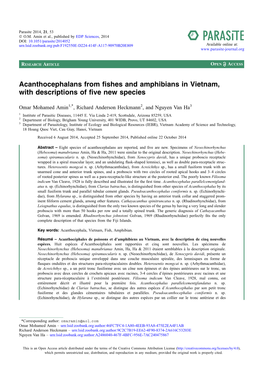 Acanthocephalans from Fishes and Amphibians in Vietnam, with Descriptions of Five New Species