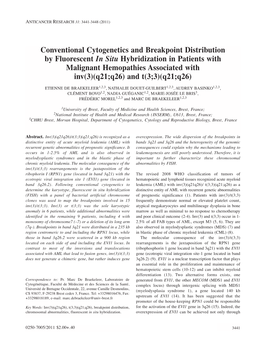 Conventional Cytogenetics and Breakpoint Distribution By