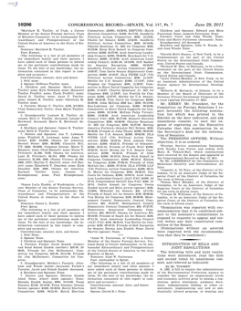 CONGRESSIONAL RECORD—SENATE, Vol. 157, Pt. 7 June 29, 2011 *Matthew H