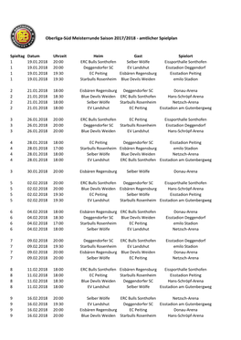 Oberliga-Süd Meisterrunde Saison 2017/2018 - Amtlicher Spielplan