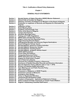 Title 4 Codification of Board Policy Statements